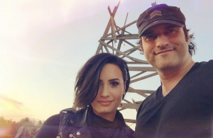 Demi Lovato and Robert Rodriguez on the set.